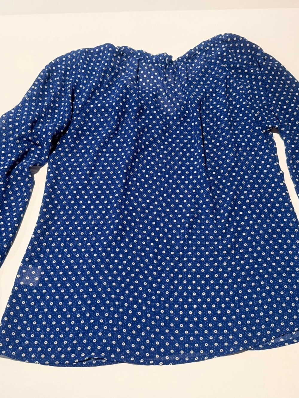 Rose & Olive blue polka dot long sleeve blouse